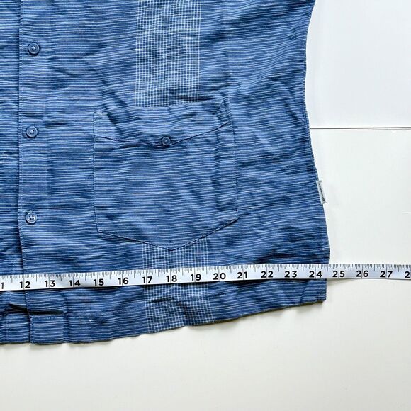 NWOT CUBAVERA Federal Blue Cotton Blend Striped Short Sleeve Button Down Shirt L - Picture 13 of 13